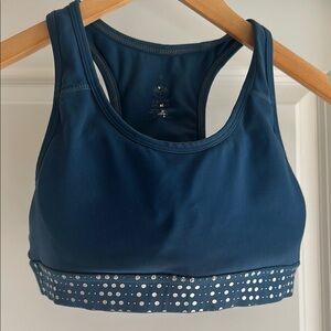 Senita Athletics Navy Sports Bra with Silver Dots small